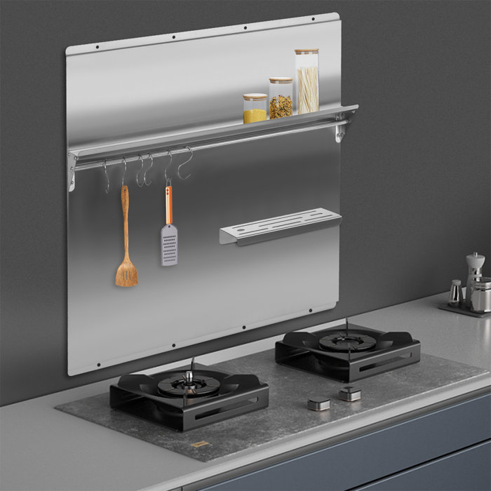 Prep & Savour Stainless Steel Backsplash Silver Splash Plate for Range